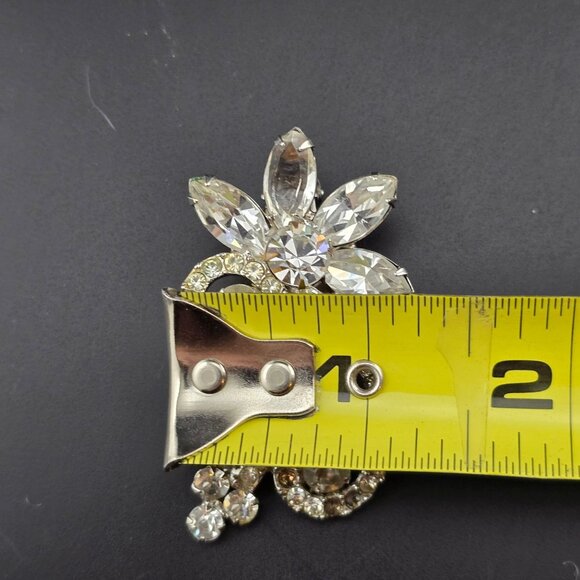 Vintage Juliana D&E Rhinestone 2" Clip-On Earrings Floral Design Statement READ - Picture 8 of 10